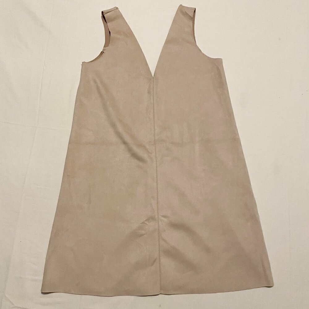 Zara Womens VNeck Stretchy Faux Suede Sleeveless Mini Dress Sz Large